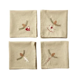 Mundserviet m/Broderi Julemotiver 40 x 40 cm. Hr/Bomuld