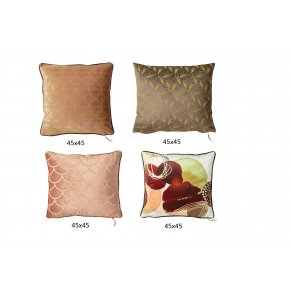 Speedtsberg - Pudesortiment med 4 matchende puder rdlige nuancer