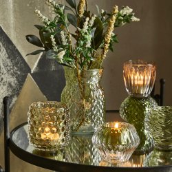 Speedtsberg - Lysestage vendbar t/fyrfadslys eller kronelys glas Grn H: 7 : 9cm