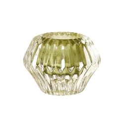 Speedtsberg - Lysestage vendbar t/fyrfadslys eller kronelys glas Grn H: 7 : 9cm