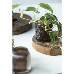 Ib Laursen | Fyrfadsstage glas i mrkebrun