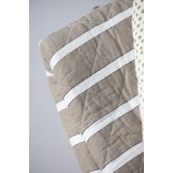 Ib Laursen Quilt hvide, sorte og hrfarvede striber 130 x 180 cm