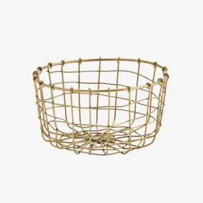 Madam Stoltz - Metalkurv rund messing look D: 12,5 H: 7 cm.