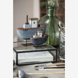 Ib Laursen glasske m/lg antik sort B: 21,5 H: 7,3 L: 21,5cm.