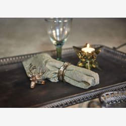 Speedtsberg - Servietring m. Hjorte hoved 6,5cm, Antik Guld