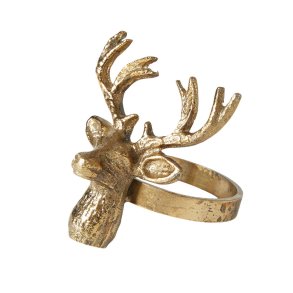 Speedtsberg - Servietring m. Hjorte hoved 6,5cm, Antik Guld