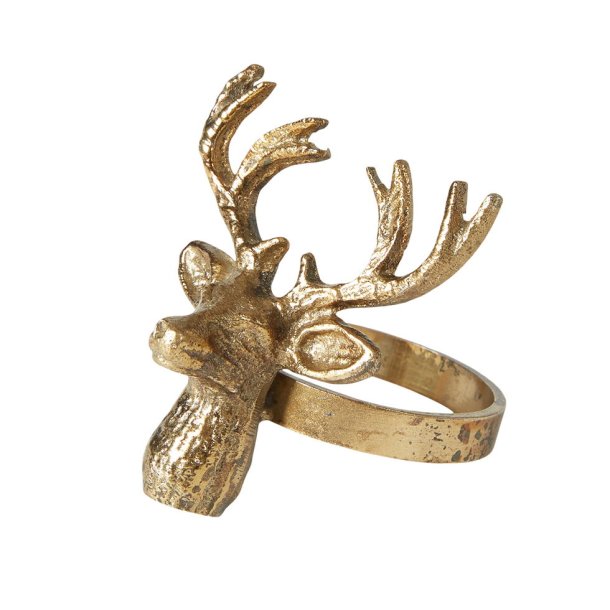 Speedtsberg - Servietring m. Hjorte hoved 6,5cm, Antik Guld