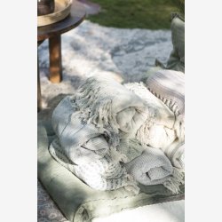 Ib Laursen - Plaid creme/lyserdt stribemnster 130 x 160 cm.