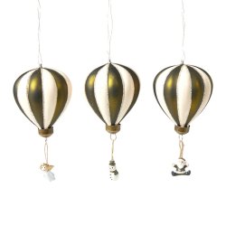 Speedtsberg - Julekugle, luftballon m. lille figur H8cm, Grn, Champagne - Flere varianter