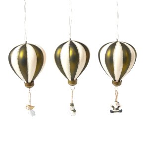 Speedtsberg - Julekugle, luftballon m. lille figur H8cm, Grn, Champagne - Flere varianter