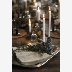 Ib Laursen bakke firkantet m/bladmnster "slv" B: 28 L: 43,5cm.