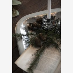 Ib Laursen bakke firkantet m/bladmnster "slv" B: 28 L: 43,5cm.