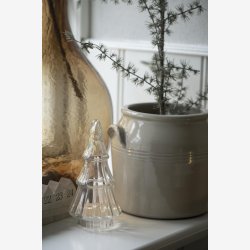 Stillenat juletr i glas m/hul i bunden H: 20 : 9,5cm.