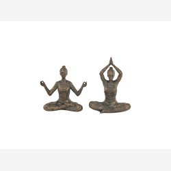 Speedtsberg - Figur Yoga damer st m/2 stk. Antik guld B:13 D: 8 H: 18 cm.