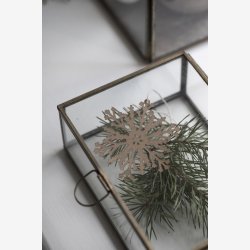 Ib Laursen glasske m/lg messing look B: 21,5 H: 7,3 L: 21,5cm.