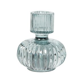 Speedtsberg - Lysestage vendbar t/kronelys eller fyrfadslys glas Bl H: 9 : 8cm.