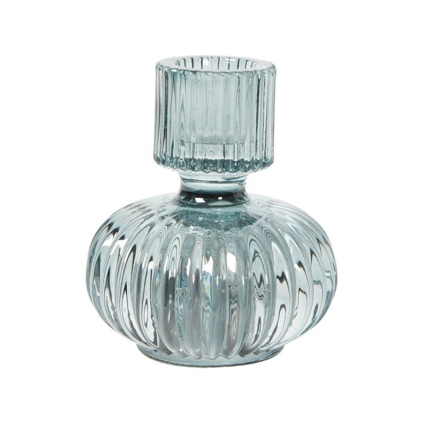 Speedtsberg - Lysestage vendbar t/kronelys eller fyrfadslys glas Bl H: 9 : 8cm.