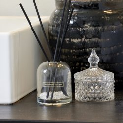 Speedtsberg - glaskrukke m/lg harlekin mnster 11x14cm klar