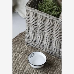 Ib Laursen - Hunde Skl m/motiv Emalje Hvid/Sort : 11 H: 5 cm. 