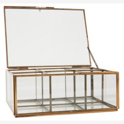 Ib Laursen glasske m/6 rum messing look B:16 H:8 L:21cm. 