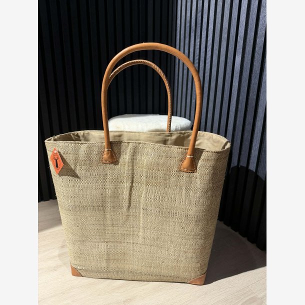 Madam Gr�skar - Strandtaske Beige/brun mix 53x42cm.