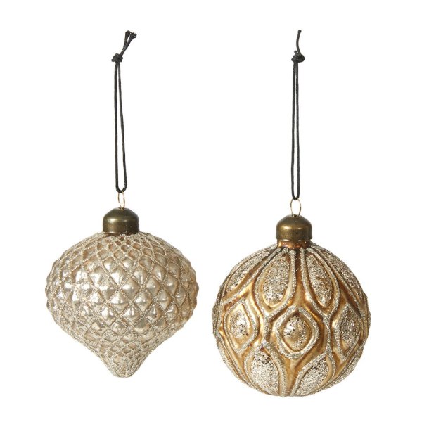 Speedtsberg - Julekugle ass. facon 8cm, Guld m. glimmer