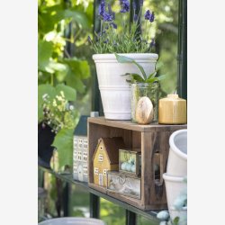 Ib Laursen glasske m/lg messing look B: 21,5 H: 7,3 L: 21,5cm.