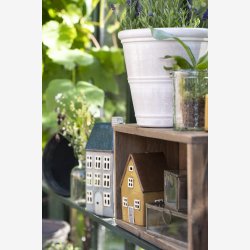 Ib Laursen glasske m/lg messing look B: 21,5 H: 7,3 L: 21,5cm.