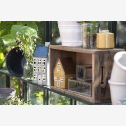 Ib Laursen glasske m/lg messing look B: 21,5 H: 7,3 L: 21,5cm.