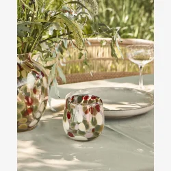 House Doctor - Fyrfadsstage Glas Farverigt m�nster