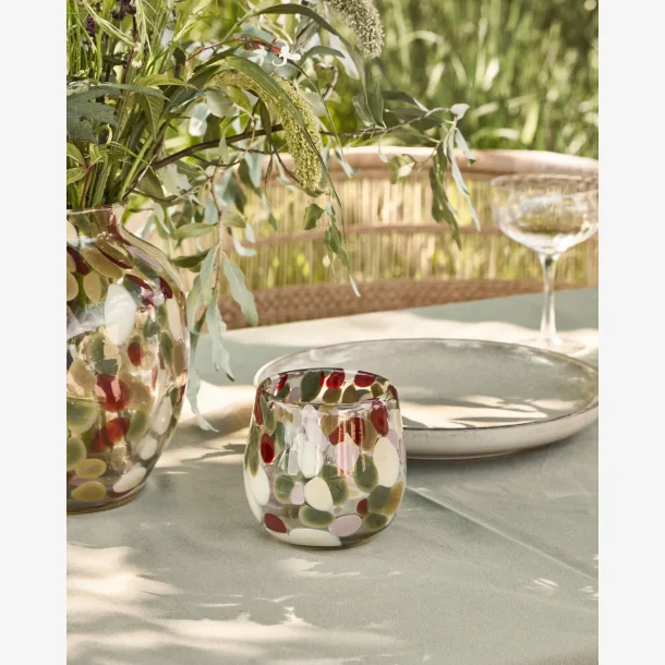 House Doctor - Fyrfadsstage Glas Farverigt m�nster