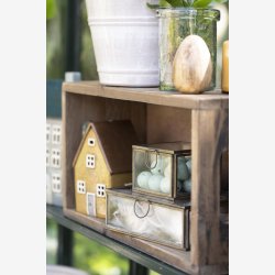 Ib Laursen glasske m/lg messing look B: 21,5 H: 7,3 L: 21,5cm.