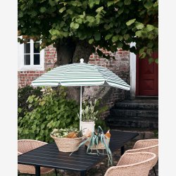 House Doctor - Strandparasol Gr�n/hvid Polyester