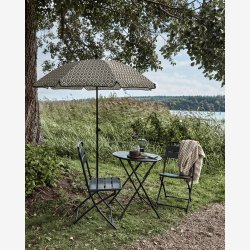 House Doctor - Strandparasol Sort/sand H185xL180 cm.