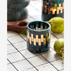 House Doctor - Fyrfadsstage Mosaik Gr�n 8x7 cm.
