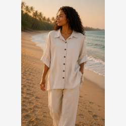 Marta Du Chateau - MdcKaori Skjorte Beige Onesize