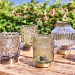 Speedtsberg - Glas LED Batteri lampe Grn H: 15 : 10 cm. 