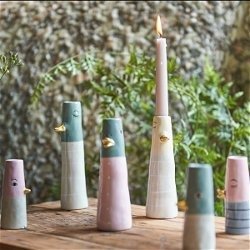 Speedtsberg - Andevaser, m/guldnb, st m/2 stk, D4X10CM, lyserd/bl