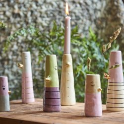 Speedtsberg - Andevaser m/guldnb, st m/2 stk. D5X16CM, lyserd/gul