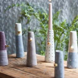 Speedtsberg - Andevaser m/guldnb, st m/2 stk. D5X16CM, lys gr/gr