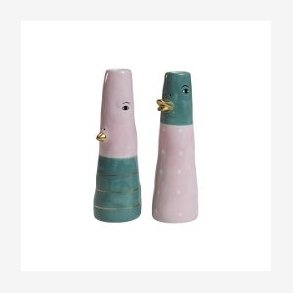 Speedtsberg - Andevaser, m/guldnb, st m/2 stk. D5X16CM, lyserd/grn