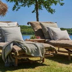 speedtsberg -Pude u/fyld smalle og brede striber 50x50cm Mrke grn og Hvid