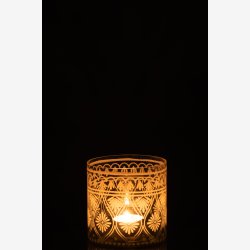 J-Line - Hurricane Lysestage m/mnster glas H: 10,5 : 10,5 cm. 