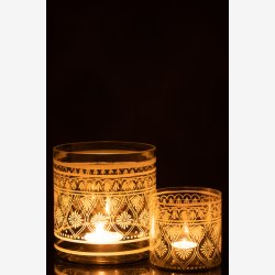 J-Line - Hurricane Lysestage m/mnster glas H: 16 : 15 cm. 