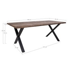 House Nordic - Toulon spisebord, smoked olieret eg med blget kant, 95x200x75 cm