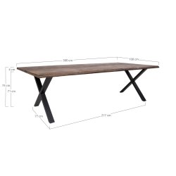 House Nordic - Toulon spisebord, smoked olieret eg med blget kant, 100x300x75 cm