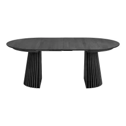 House Nordic - Osaka Spisebord, egefiner, sort, inkl. to tillgsplader, 120x120-160-200x75 cm