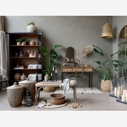 Chic Antique - Spejl m/Hylde H: 56 D: 13 B: 33cm. Antik Messing Look - Jern, Glas, Grantr, MDF