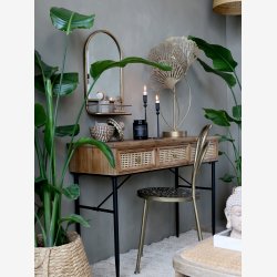 Chic Antique - Spejl m/Hylde H: 56 D: 13 B: 33cm. Antik Messing Look - Jern, Glas, Grantr, MDF