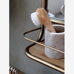 Chic Antique - Spejl m/Hylde H: 56 D: 13 B: 33cm. Antik Messing Look - Jern, Glas, Grantr, MDF